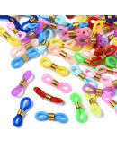 Soportes de silicona y aleación para lentes. Colores variados. Aleación dorada. 22x7,5 mm. 20 uds. Soportes de silicona y aleación para lentes. Colores variados. Aleación dorada. 22x7,5 mm. 20 uds.