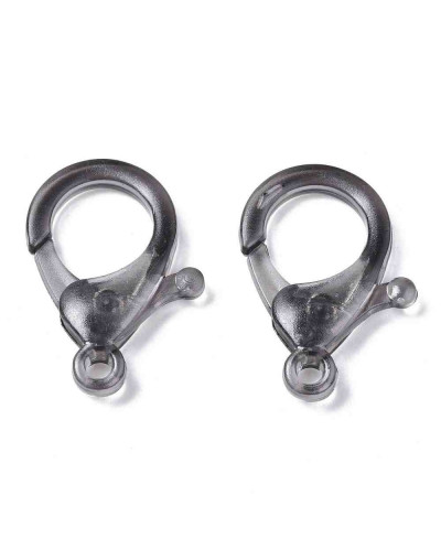 Cierre lobster. Acrílico transparente. Color mixto. 30x21x5,5 mm. 3 mm agujero. 10 unidades