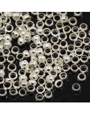 Crimp beads. Aleación. Color plateado. 2,5x1,5 milímetros. 1 mim perforación. 100 unidades (aprox).