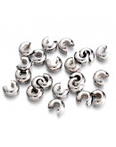 Crimp beads cover. Aleación. Color plateado 4 mm diámetro 1.50 mm agujero 50 uds (aprox)