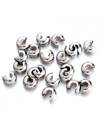 Crimp beads cover. Aleación. Color plateado 4 mm diámetro 1.50 mm agujero 50 uds (aprox)