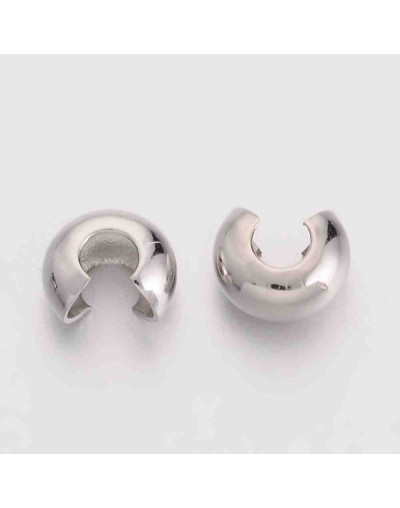 Crimp beads cover. Aleación. Color plateado 4 mm diámetro 1.50 mm agujero 50 uds (aprox)