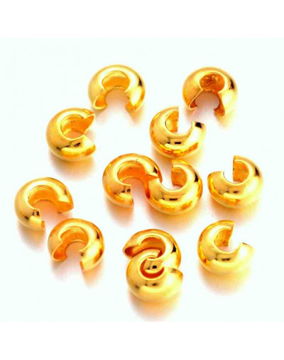 Crimp beads cover. Aleación. Color dorado 4 mm diámetro 1.50 mm agujero 50 uds (aprox)