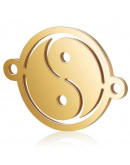 Yin-Yang. Acero inoxidable. Color dorado. 15.5x12x0.8 mm. 1 mm perforación