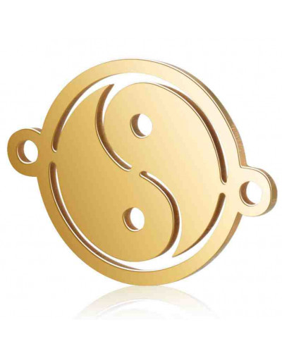 Yin-Yang. Acero inoxidable. Color dorado. 15.5x12x0.8 mm. 1 mm perforación Yin-Yang. Acero inoxidable. Color dorado. 15.5x12x0.8 mm. 1 mm perforación