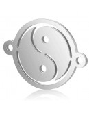 Yin-Yang. Acero inoxidable. Color plateado 15.5x12x0.8 mm. 1 mm perforación