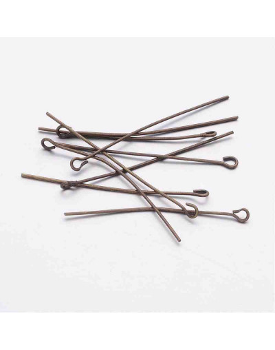 Pin con agujero Color bronce antiguo 4 centímetros largo 0,7 mm grosor 50 unidades aprox. 12 gramos