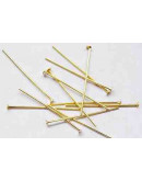 Pin con cabeza Color dorado 3 centímetros largo 0,7 mm grosor 100 unidades aprox. 14 gramos Pin con cabeza Color dorado 3 centímetros largo 0,7 mm grosor 100 unidades aprox. 14 gramos