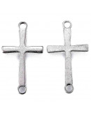 Enlace Cruz. Acero inoxidable. Color plata. 17x9.5 milímetros. 1 mm perforación. 5 unidades