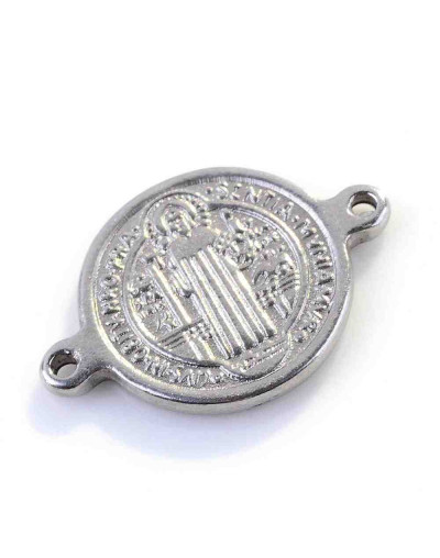 Enlace San Benito. Acero inoxidable. Color plata. 20x14 milímetros 1,5 mmm perforación. 1 unidad Enlace San Benito. Acero inoxidable. Color plata. 20x14 milímetros 1,5 mmm perforación. 1 unidad
