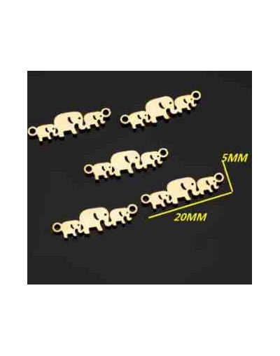 Elefantes.  Acero inoxidable. Color dorado. 21 milímetros 1,5 mm perforación. 1 unidad