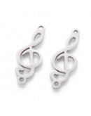 Música - Clave G .Acero inoxidable. Color plateado. 18x7 milímetros 1,2 mm perforación. 1 unidad Música - Clave G .Acero inoxidable. Color plateado. 18x7 milímetros 1,2 mm perforación. 1 unidad