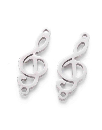 Música - Clave G .Acero inoxidable. Color plateado. 18x7 milímetros 1,2 mm perforación. 1 unidad