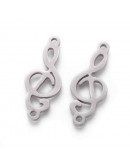 Música - Clave G .Acero inoxidable. Color plateado. 18x7 milímetros 1,2 mm perforación. 1 unidad Música - Clave G .Acero inoxidable. Color plateado. 18x7 milímetros 1,2 mm perforación. 1 unidad