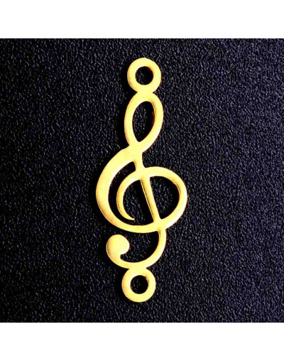Música - Clave G. Acero inoxidable. Color dorado. 18x7 milímetros 1,2 mm perforación. 1 unidad