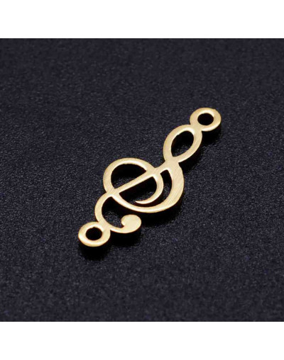 Música - Clave G. Acero inoxidable. Color dorado. 18x7 milímetros 1,2 mm perforación. 1 unidad