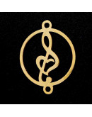 Música - Clave G. Acero inoxidable. Color dorado. 15 mm diámetro 1,4 mm perforación. 1 unidad Música - Clave G. Acero inoxidable. Color dorado. 15 mm diámetro 1,4 mm perforación. 1 unidad