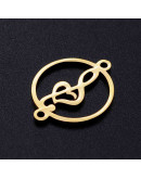 Música - Clave G. Acero inoxidable. Color dorado. 15 mm diámetro 1,4 mm perforación. 1 unidad Música - Clave G. Acero inoxidable. Color dorado. 15 mm diámetro 1,4 mm perforación. 1 unidad