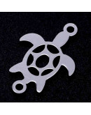 Tortugas. Acero inoxidable. Color plateado. 18x12x1 milímetros 1,2 mm perforación. 1 unidad