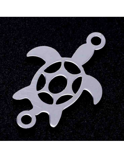 Tortugas. Acero inoxidable. Color plateado. 18x12x1 milímetros 1,2 mm perforación. 1 unidad