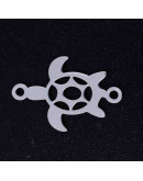 Tortugas. Acero inoxidable. Color plateado. 18x12x1 milímetros 1,2 mm perforación. 1 unidad