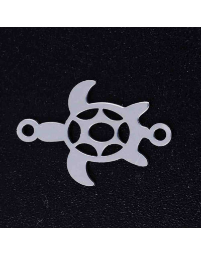 Tortugas. Acero inoxidable. Color plateado. 18x12x1 milímetros 1,2 mm perforación. 1 unidad