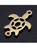 Tortugas. Acero inoxidable. Color dorado. 18x12x1 milímetros 1,2 mm perforación. 1 unidad