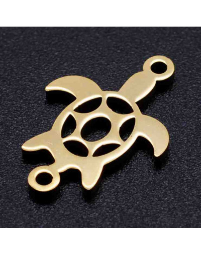 Tortugas. Acero inoxidable. Color dorado. 18x12x1 milímetros 1,2 mm perforación. 1 unidad