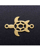 Tortugas. Acero inoxidable. Color dorado. 18x12x1 milímetros 1,2 mm perforación. 1 unidad