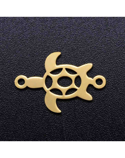 Tortugas. Acero inoxidable. Color dorado. 18x12x1 milímetros 1,2 mm perforación. 1 unidad