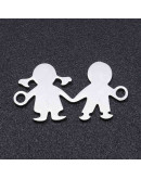 Niña+Niño. Acero inoxidable. Color plateado. 10x16x1 milímetros 1,5 mm perforación. 1 unidad Niña+Niño. Acero inoxidable. Color plateado. 10x16x1 milímetros 1,5 mm perforación. 1 unidad