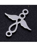 Angel. Acero inoxidable. Color plateado. 15x14x1 milímetros 1,5 mm perforación. 1 unidad