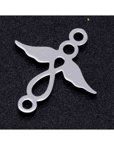 Angel. Acero inoxidable. Color plateado. 15x14x1 milímetros 1,5 mm perforación. 1 unidad