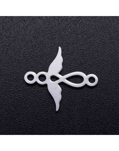 Angel. Acero inoxidable. Color plateado. 15x14x1 milímetros 1,5 mm perforación. 1 unidad