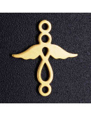 Angel. Acero inoxidable.Color dorado. 15x14x1 milímetros 1,5 mm perforación. 1 unidad