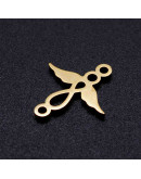 Angel. Acero inoxidable.Color dorado. 15x14x1 milímetros 1,5 mm perforación. 1 unidad