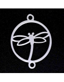 Libélula Acero inoxidable Color plateado 19x15x1 milímetros 1,4 mm perforación 1 unidad