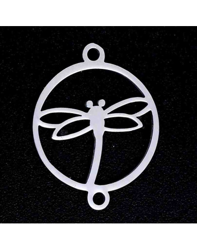 Libélula Acero inoxidable Color plateado 19x15x1 milímetros 1,4 mm perforación 1 unidad