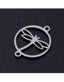 Libélula Acero inoxidable Color plateado 19x15x1 milímetros 1,4 mm perforación 1 unidad