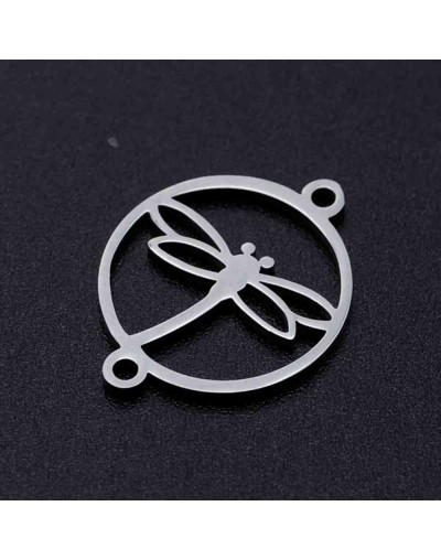 Libélula Acero inoxidable Color plateado 19x15x1 milímetros 1,4 mm perforación 1 unidad