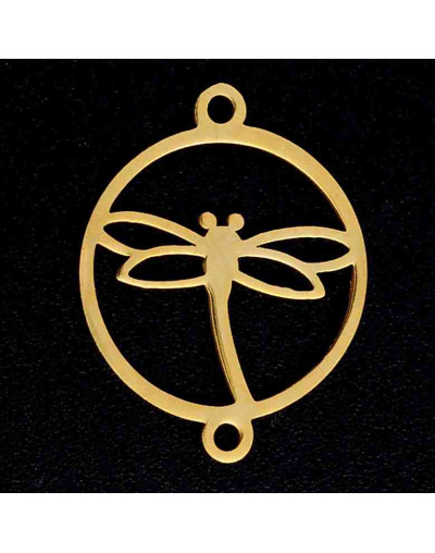 Libélula Acero inoxidable Color dorado 19x15x1 milímetros 1,4 mm perforación 1 unidad