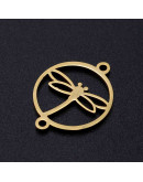 Libélula Acero inoxidable Color dorado 19x15x1 milímetros 1,4 mm perforación 1 unidad