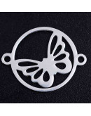 Mariposa Acero inoxidable Color plateado 19x15x1 milímetros 1,4 mm perforación 1 unidad Mariposa Acero inoxidable Color plateado 19x15x1 milímetros 1,4 mm perforación 1 unidad