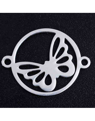 Mariposa Acero inoxidable Color plateado 19x15x1 milímetros 1,4 mm perforación 1 unidad
