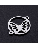 Mariposa Acero inoxidable Color plateado 19x15x1 milímetros 1,4 mm perforación 1 unidad Mariposa Acero inoxidable Color plateado 19x15x1 milímetros 1,4 mm perforación 1 unidad