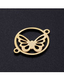 Mariposa Acero inoxidable Color dorado 19x15x1 milímetros 1,4 mm perforación 1 unidad Mariposa Acero inoxidable Color dorado 19x15x1 milímetros 1,4 mm perforación 1 unidad