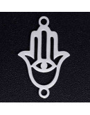 Mano Fátima Acero inoxidable Color plateado 19x12x1 milímetros 1,4 mm perforación 1 unidad