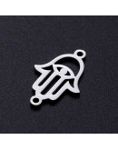 Mano Fátima Acero inoxidable Color plateado 19x12x1 milímetros 1,4 mm perforación 1 unidad