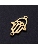 Mano Fátima Acero inoxidable Color dorado 19x12x1 milímetros 1,4 mm perforación 1 unidad