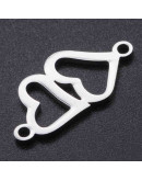 Corazones Acero inoxidable Color plateado 19x9x1 milímetros 1,4 mm perforación 1 unidad